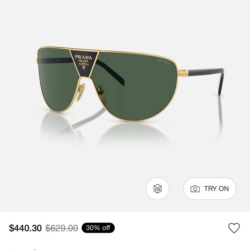 Prada Gold Frame Sunglasses with Green Lenses